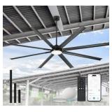 JAZAVA 8 ft. Indoor Aluminum Black 100-240-Volt 69 RPM Industrial Ceiling Fan - Retail: $320