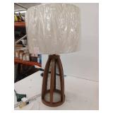 Elegant Designs Vintage Farmhouse Wood and Netted 2 Light Table Lamp  Old Wood - Retail: $160