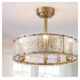 20 inch Gold Crystal Ceiling Fan with Remote - Retail: $140