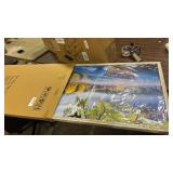 Arjun Lake Canvas Wall Art for Living Room Blue Mountain Picture Bedroom Sky Nature Landscape Boat Artwork Modern Scenic Nature Painting Framed Home Office Wall Decor, Large Size Wood Framed 40\"x20\"