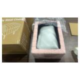 Greenstell Vanity Stool Chair Faux Fur with Storage, 15.7\"L x 11.8\"W x 19.4\"H Soft Ottoman 4 Metal Legs with Anti-Slip Feet, Furry Padded Seat, Modern Multifunctional Chairs for Makeup, Bedroom Pin