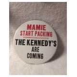Mamie Kennedy Political Campaign Button