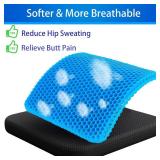 Gel Seat Cushion for Long Sitting, Large & Thick, Black Cover