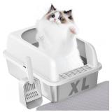 Prodigen Large Stainless Steel Cat Litter Box with Lid, 24x16x12