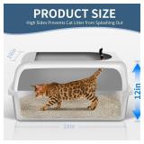 Prodigen Large Stainless Steel Cat Litter Box with Lid, 24x16x12