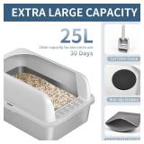 Prodigen Large Stainless Steel Cat Litter Box with Lid, 24x16x12