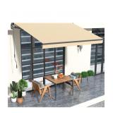 HOMEDEMO 12W x 6H Retractable Patio Awning Manual Alum. Frame Brown