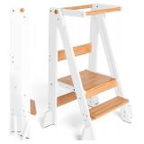 $90 OCODILE Adjustable Foldable Toddler Tower - Folding Tower White