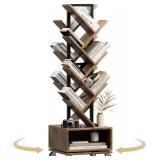$70 14-Tier Rotating Bookshelf, 360 Spinning Floor Bookcase
