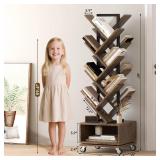 $70 14-Tier Rotating Bookshelf, 360 Spinning Floor Bookcase