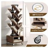 $70 14-Tier Rotating Bookshelf, 360 Spinning Floor Bookcase