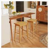 $100 Bamworld Bar Stools Set of 2 Counter Height 24in Backless Bamboo