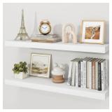 $80 Floating Wall Shelves, 9.3" Deep, White, 36" Hanging Shelf