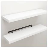 $80 Floating Wall Shelves, 9.3" Deep, White, 36" Hanging Shelf