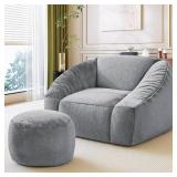 $200 Bean Bag Chairs with Ottoman for Adults - High-Resilience Foam