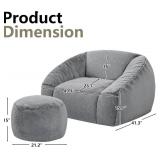 $200 Bean Bag Chairs with Ottoman for Adults - High-Resilience Foam