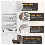 $130 Maupvit Shoe Storage Cabinet with 2 Flip Louvered Doors, White