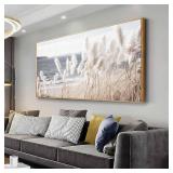 $144 Framed Wall Art ReedSeascape Nature Canvas for Bedroom 29 x 58"
