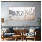 $144 Framed Wall Art ReedSeascape Nature Canvas for Bedroom 29 x 58"