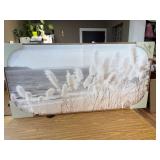 $144 Framed Wall Art ReedSeascape Nature Canvas for Bedroom 29 x 58"