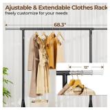 $90 Clothes Rack 450 LBS Load, Metal, Rolling, Black, with Wheels