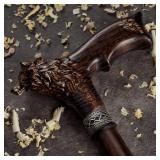 $99 Asterom Walking Cane - Handmade Wolf Cane, Wooden, Carved, Unique
