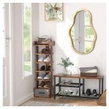 $50 Asymmetrical Wooden Framed Wall Mirror - Hanging Irregular 26x18