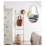 $50 Asymmetrical Wooden Framed Wall Mirror - Hanging Irregular 26x18
