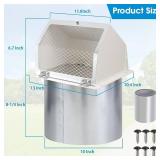$67 10" Hooded Wall Vent with Screen and Damper, Exhaust Vent Cover