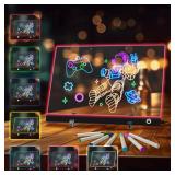 LED Note Board 7 Colors 13.7x10 Acrylic Dry Erase with Light Stand