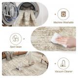 $300 12x15 Washable Area Rug, Brown Neutral Abstract, Non-Slip