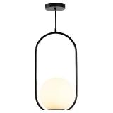 $66 Modern Black Pendant Light, Matte Bedside Lights, Glass Shade