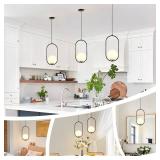 $66 Modern Black Pendant Light, Matte Bedside Lights, Glass Shade