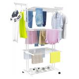 HOMIDEC 4-Tier Foldable Clothes Drying Rack, Stainless White