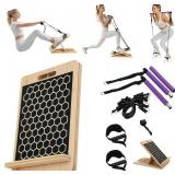 3-in-1 Pilates Set: Wooden Incline Board with Bands