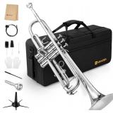$120 Vangoa Bb Trumpet Student for Band with Case, 7C Mouthpiece
