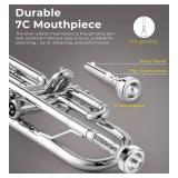 $120 Vangoa Bb Trumpet Student for Band with Case, 7C Mouthpiece