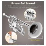 $120 Vangoa Bb Trumpet Student for Band with Case, 7C Mouthpiece