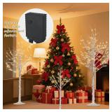 $110 Outdoor Lighted Birch Tree LED Lighted Set of 3, 4/6/8 ft