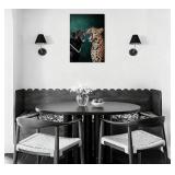 $66 Funny Cheetah Canvas Wall Art Emerald Green Leopard Print 24x36in