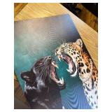 $66 Funny Cheetah Canvas Wall Art Emerald Green Leopard Print 24x36in