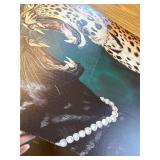 $66 Funny Cheetah Canvas Wall Art Emerald Green Leopard Print 24x36in