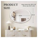 $90 Wood Oval Mirror 20x28 Inch Farmhouse Decorative Wall Mirror