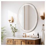 $90 Wood Oval Mirror 20x28 Inch Farmhouse Decorative Wall Mirror