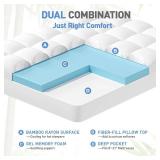 $150 2-Layer Memory Foam Topper King, 2-In Cooling Gel, 8-21 Pocket