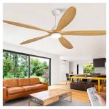 $226 72-Inch Solid Wood Outdoor Ceiling Fan with Lights & Remote
