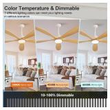 $226 72-Inch Solid Wood Outdoor Ceiling Fan with Lights & Remote