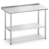 $135 Stainless Steel Prep Table 24x48, Backsplash and Undershelf