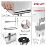 $135 Stainless Steel Prep Table 24x48, Backsplash and Undershelf