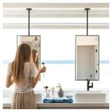 $147 TEHOME Ceiling Mount Mirror, Black Metal Rectangle 20x30"